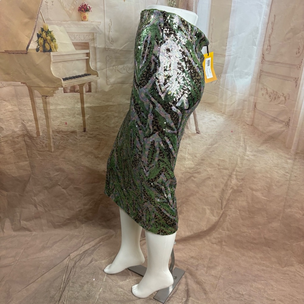 NEW La Superbe Liza Rattlers Green Sequin Pencil Skirt - Picture 7 of 12